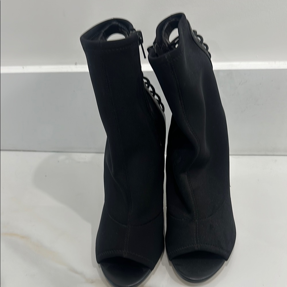 Black Ankle Boots with Peep-Toe and High Heel Aldo